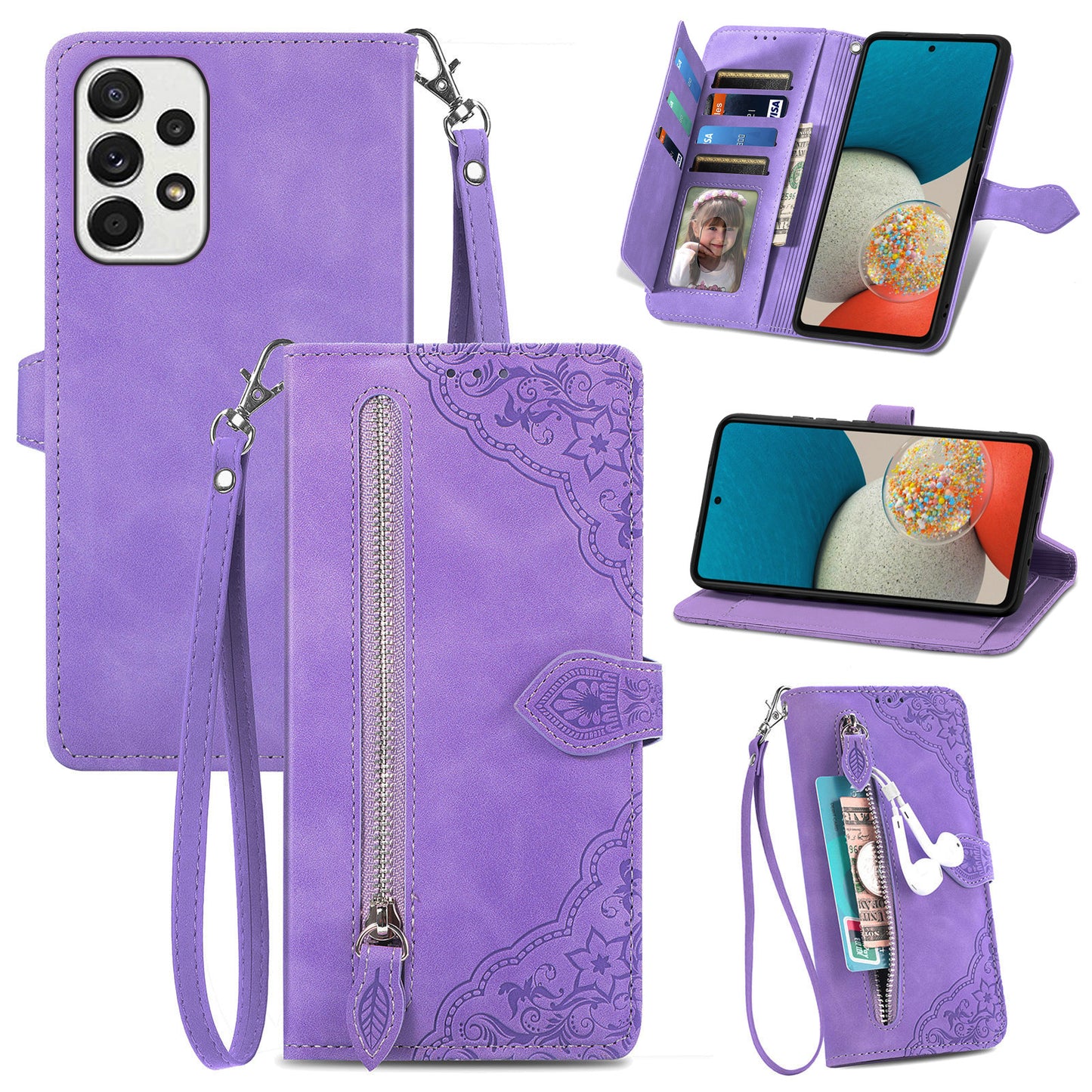 2-in-1 abnehmbare Leder-Brieftaschenhülle für Samsung Galaxy