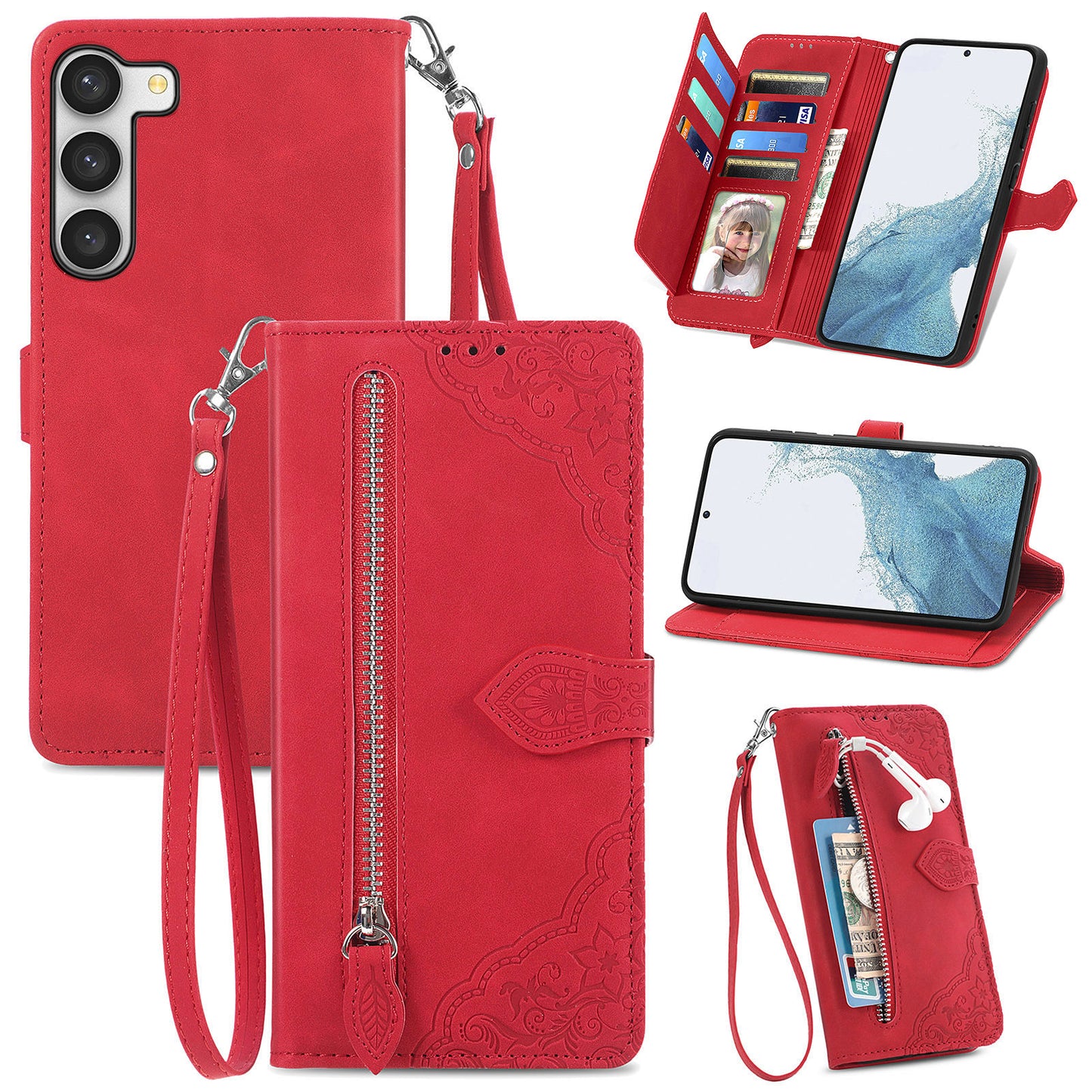 2-in-1 abnehmbare Leder-Brieftaschenhülle für Samsung Galaxy