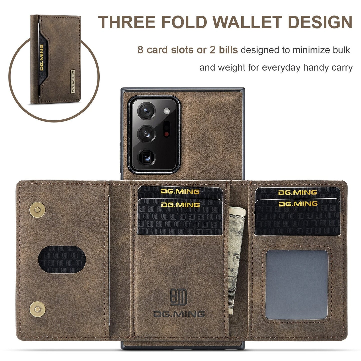 2-in-1 abnehmbare Leder-Brieftaschenhülle für Samsung Galaxy