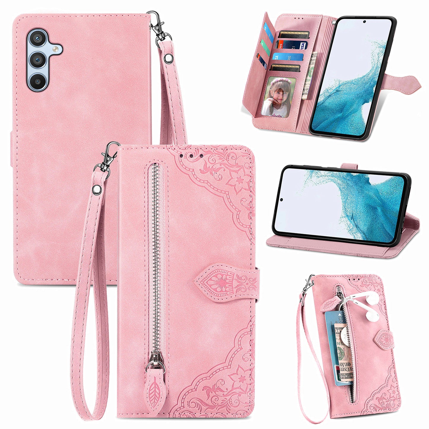 2-in-1 abnehmbare Leder-Brieftaschenhülle für Samsung Galaxy