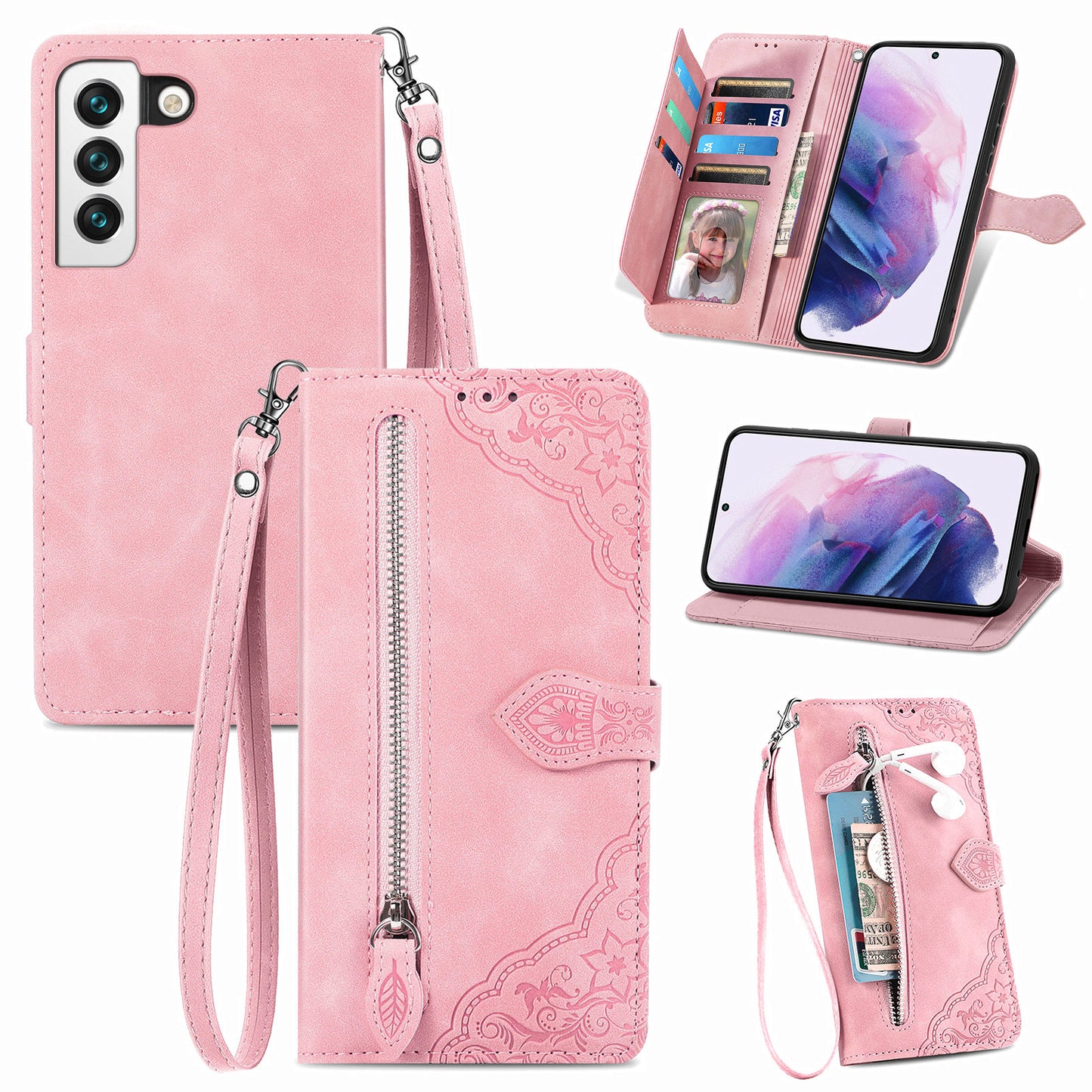 2-in-1 abnehmbare Leder-Brieftaschenhülle für Samsung Galaxy