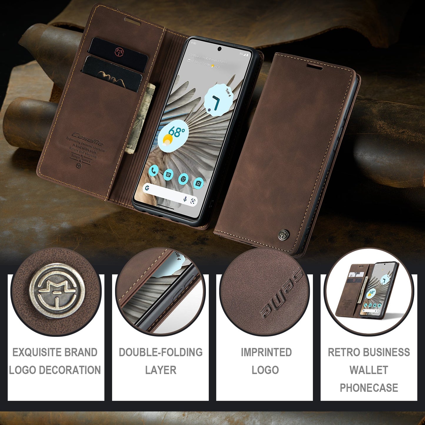 Multi-Function Retro Wallet Case for Google Pixel