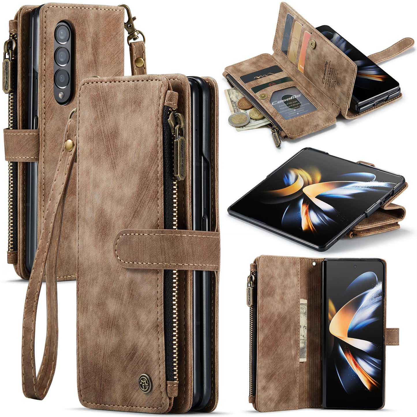 2-in-1 abnehmbare Leder-Brieftaschenhülle für Samsung Galaxy