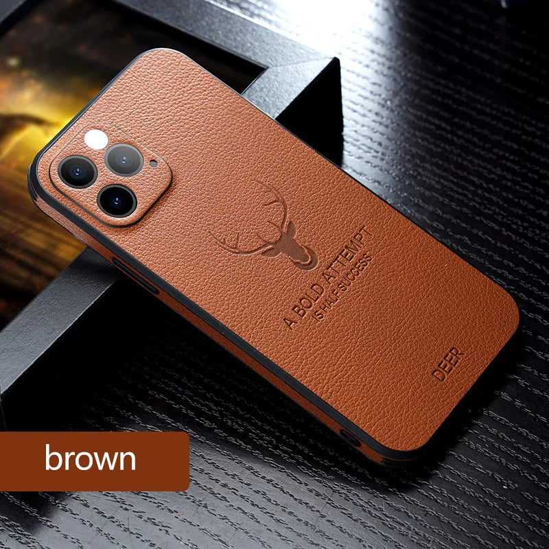 Square Leather Shockproof Case For iPhone