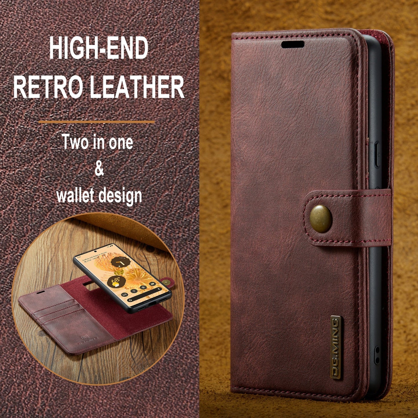 2 in 1 Detachable Flip Leather Case For Google Pixel