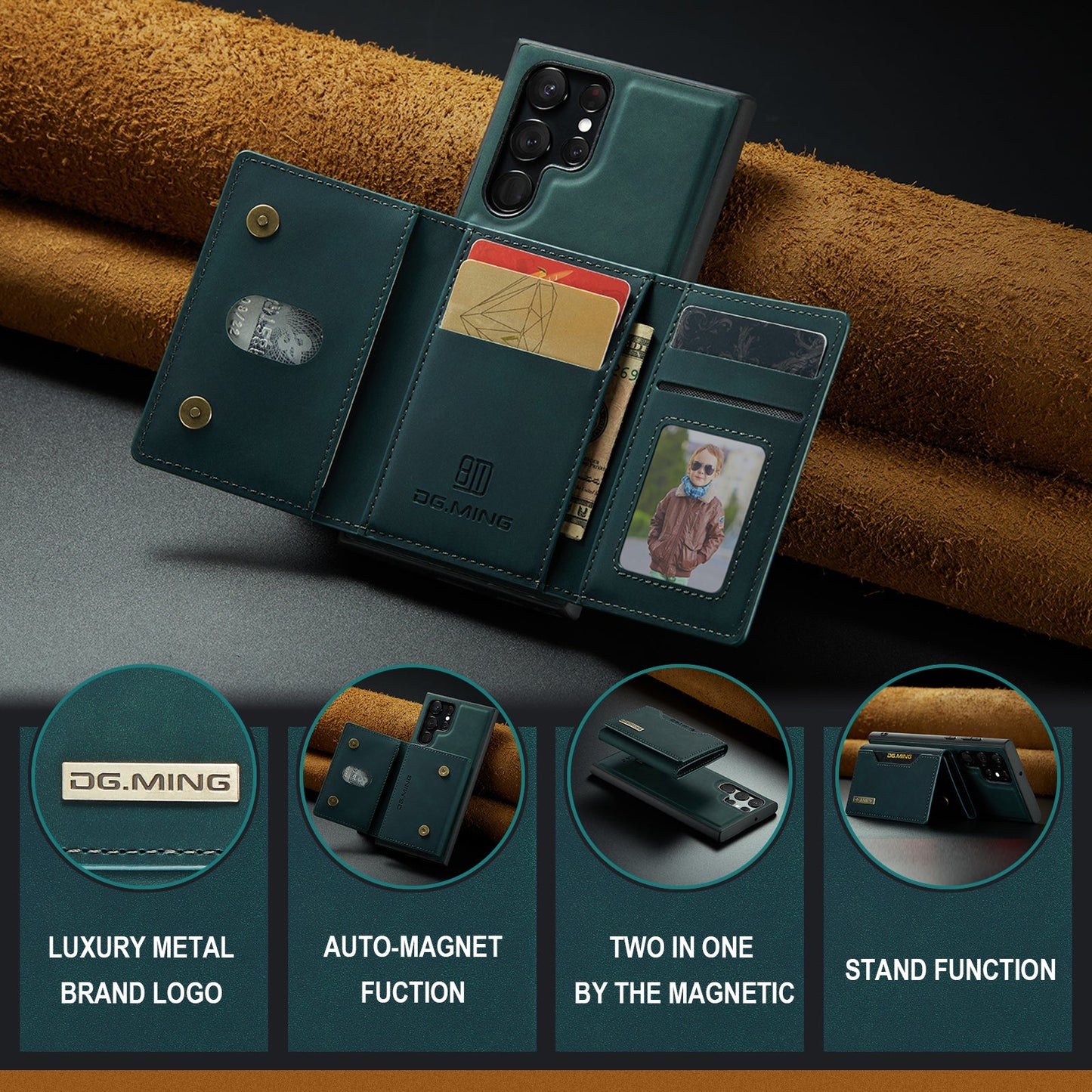 2-in-1 abnehmbare Leder-Brieftaschenhülle für Samsung Galaxy