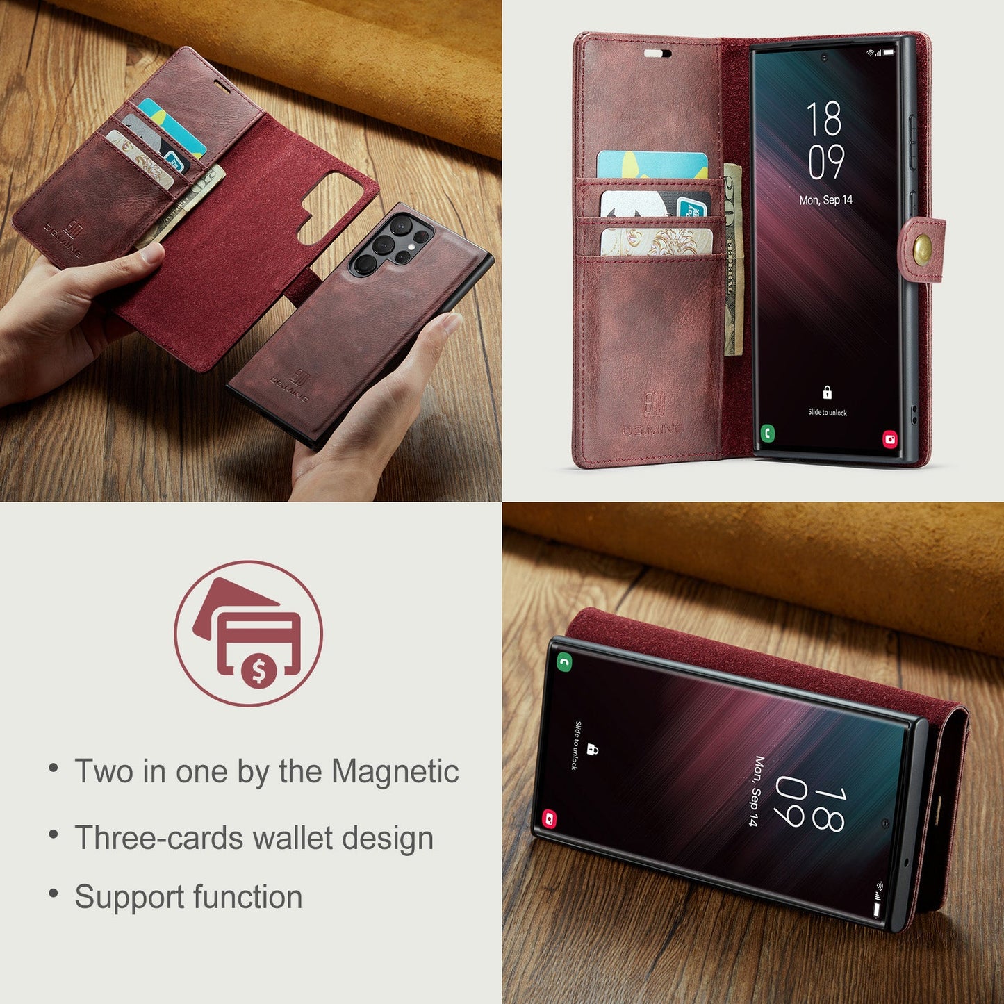 2-in-1 abnehmbare Flip-Ledertasche für Samsung