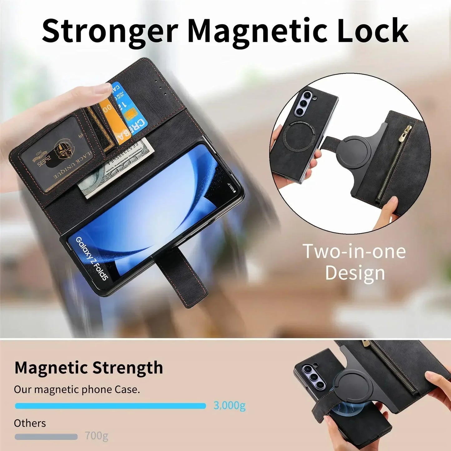RFID 2-in-1 Detachable Wallet Magnetic Case for Samsung Galaxy Z Fold
