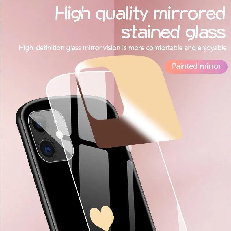 Heart-Shaped Oval Tempered Glass Case for iPhone 16