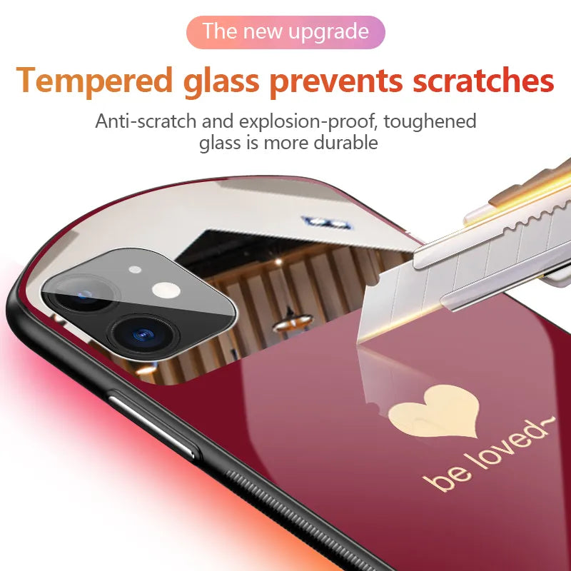 Heart-Shaped Oval Tempered Glass Case for iPhone 16