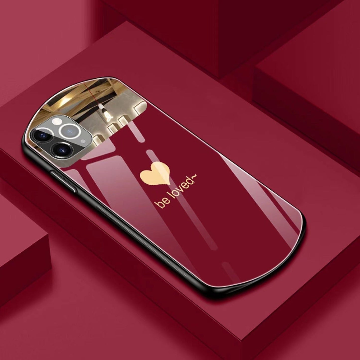 Heart-Shaped Oval Tempered Glass Case for iPhone 16