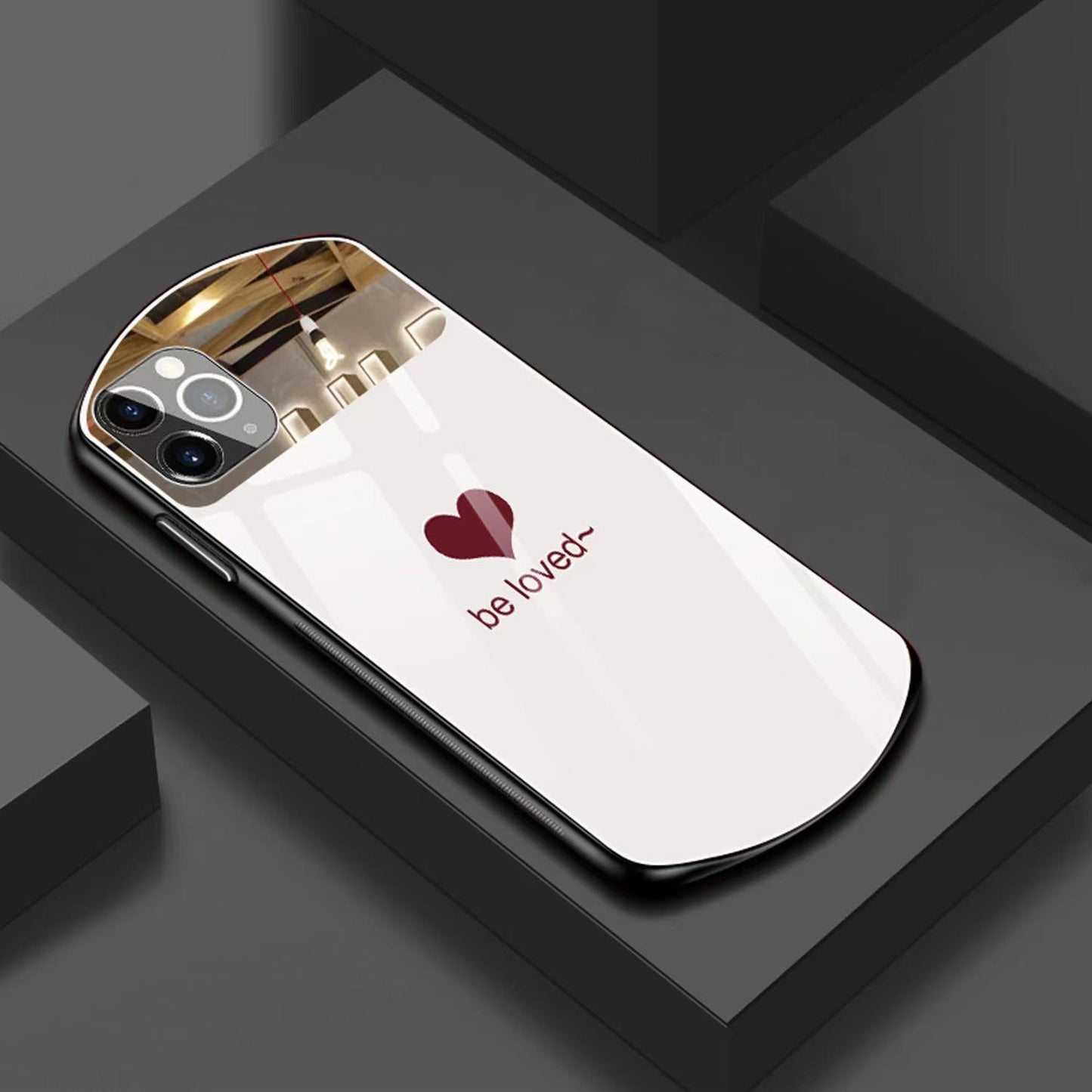 Heart-Shaped Oval Tempered Glass Case for iPhone 16