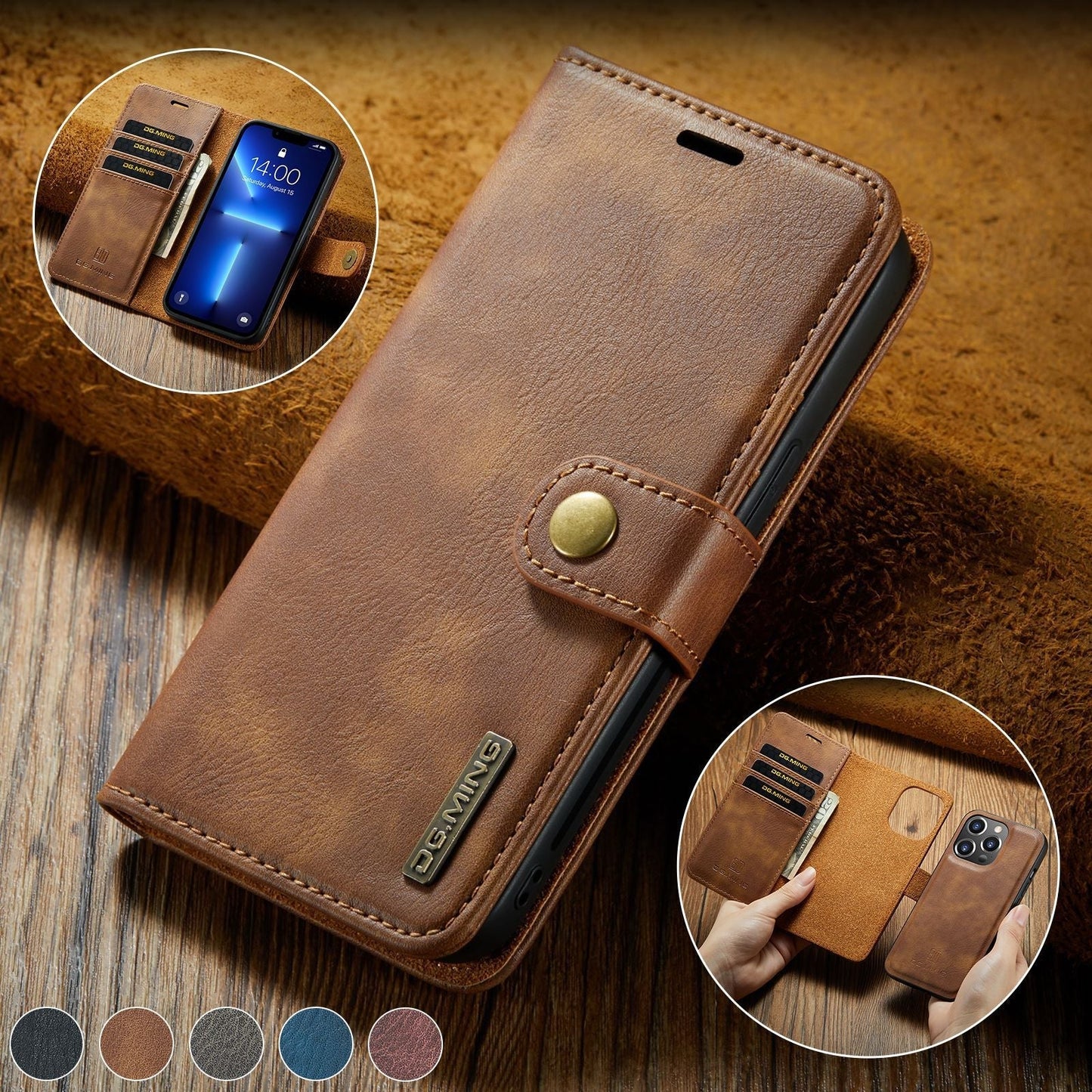 2 in 1 Detachable Flip Leather Case For iPhone