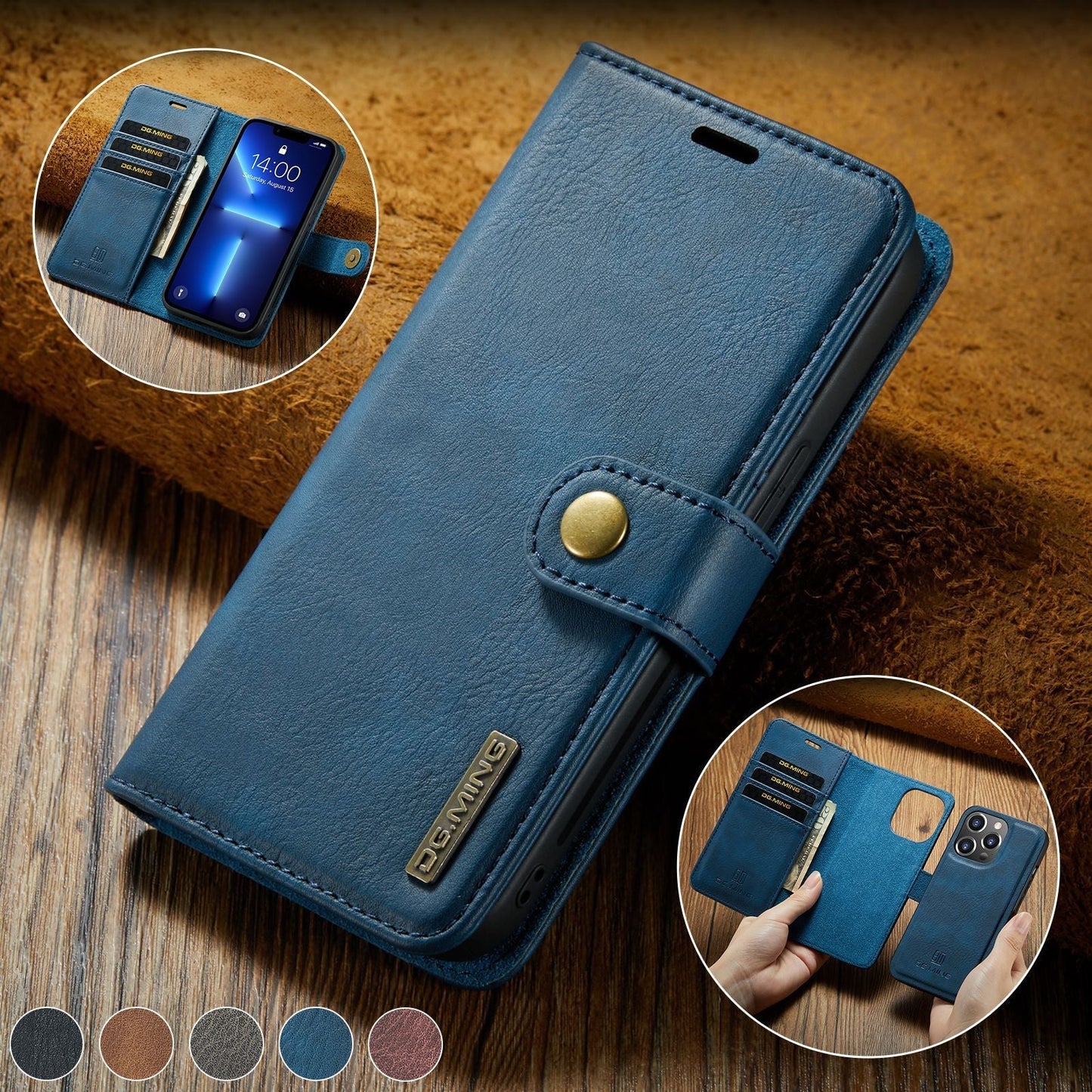 2 in 1 Detachable Flip Leather Case For iPhone