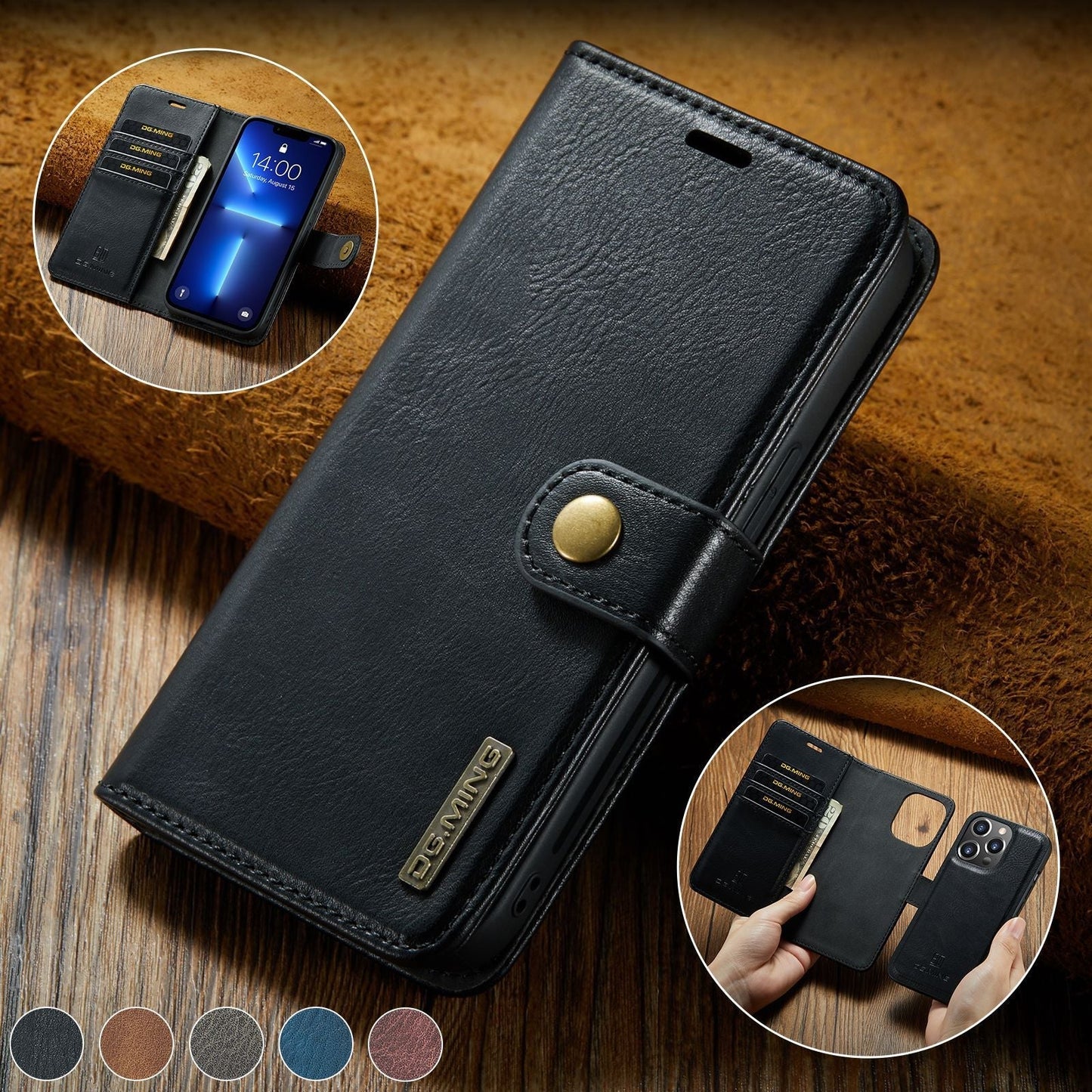 2 in 1 Detachable Flip Leather Case For iPhone