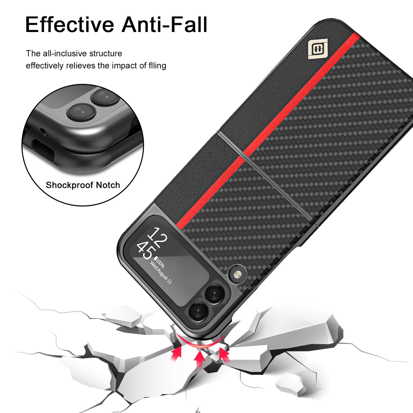 Estuche estilo fibra de carbono ultrafino para Samsung Galaxy Z Flip