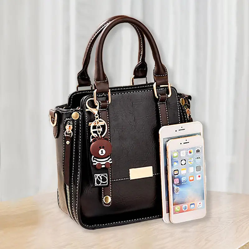 Women's Adjustable Tote Handbag - Spacious Work Bag with Zipper Closure, Golden Hardware