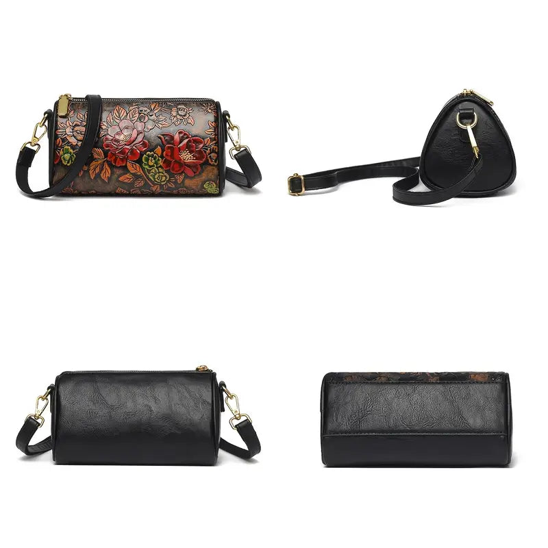 Mini Vintage Floral Embossed Crossbody Bag