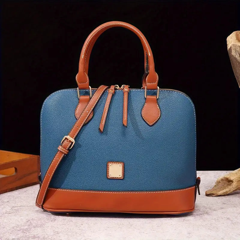 Luxury Color Contrast Satchel Handbag - Classic Style for Women's Office & Work