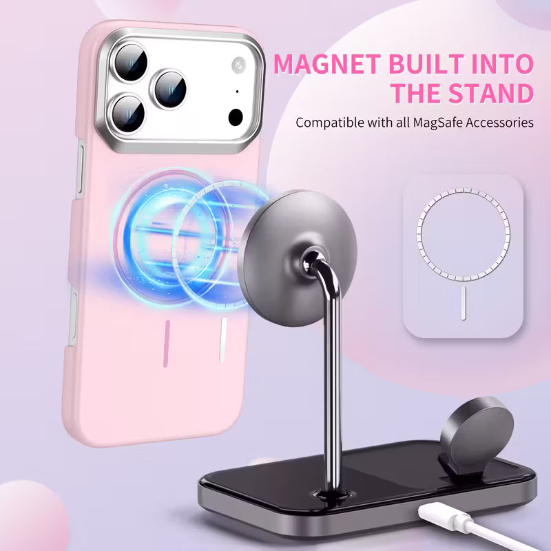 Luxury Metal Camera Frame Magnetic Matte Hard  Phone Case Wireless Charging & Shockproof Protection