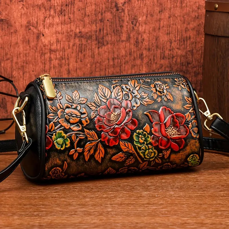 Mini Vintage Floral Embossed Crossbody Bag