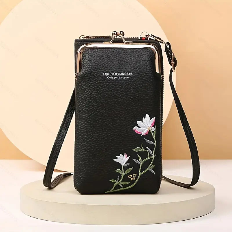 Women's Fashionable Embroidery Flower Phone Bag