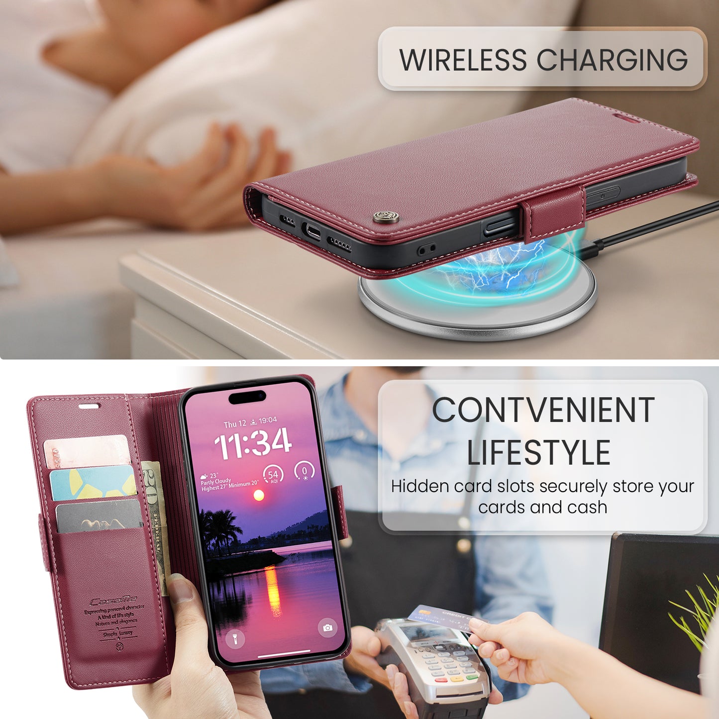 RFID Leather Wallet Phone Case for iPhone