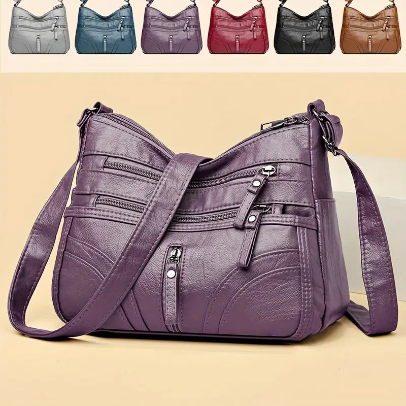 Large Capacity Soft Crossbody Bag - Random Flower Pattern & Strap Direction