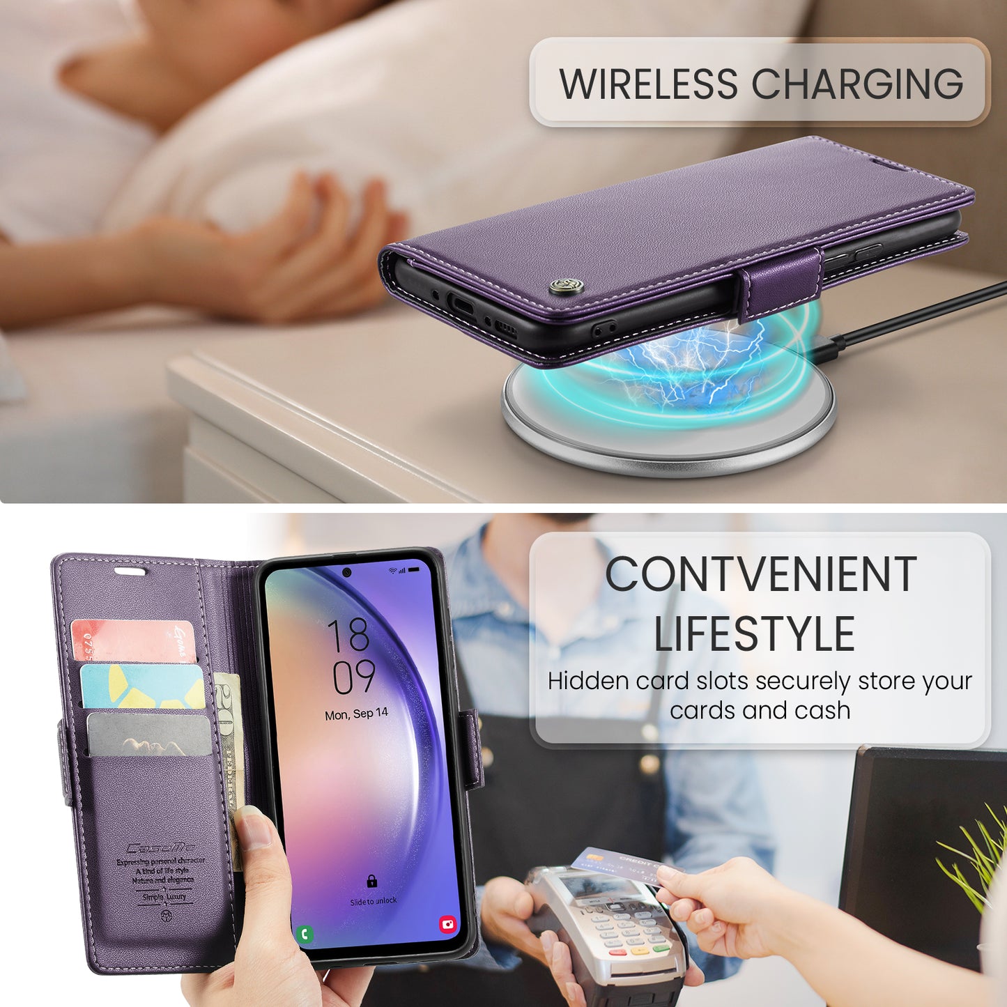 RFID Simple Solid Wallet Phone Case for Samsung Galaxy A