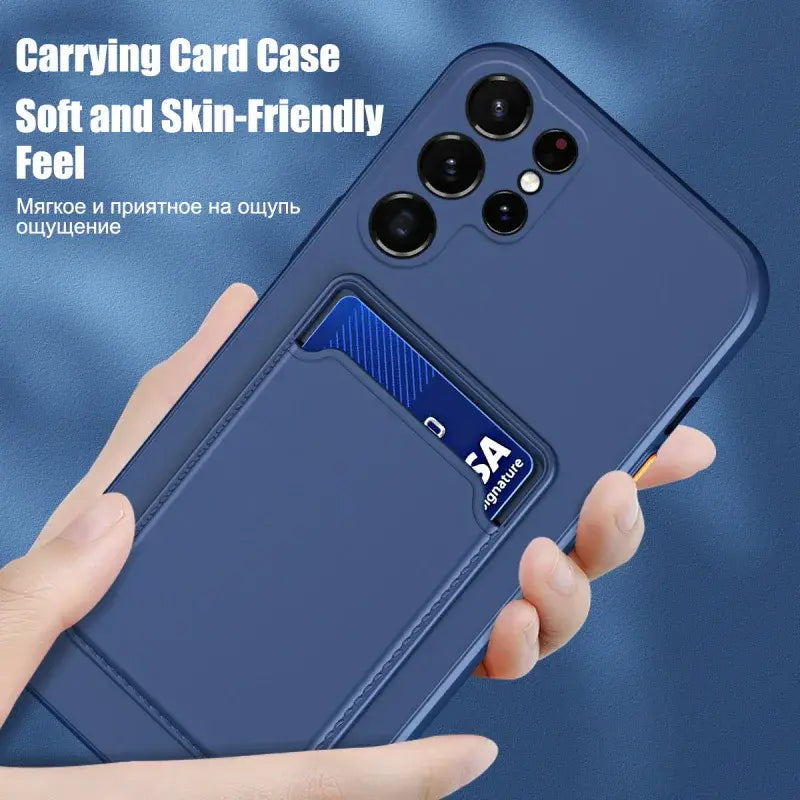 Card Slot Soft Silicone Wallet Phone Case for Samsung Galaxy