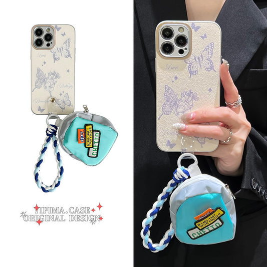 Blue Butterfly Small Coin Purse Phone Case for iPhone