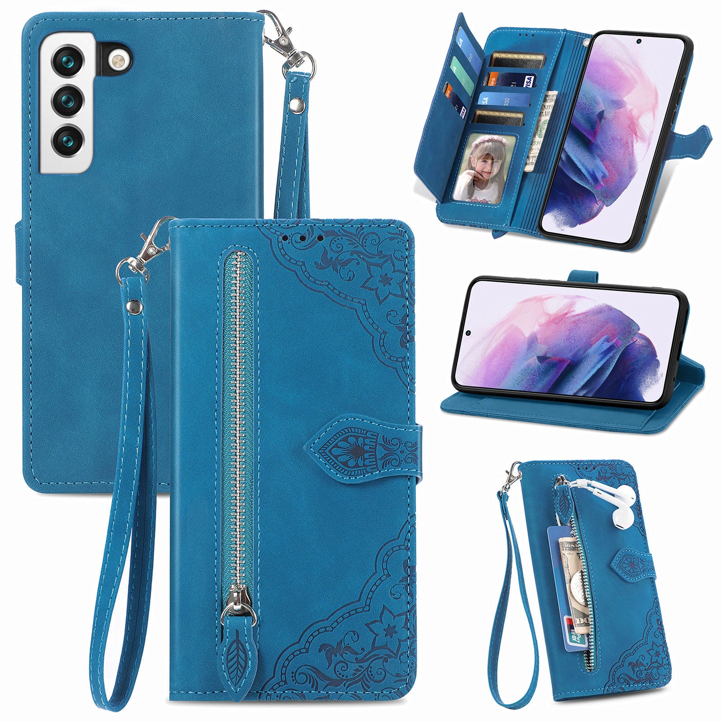 2-in-1 abnehmbare Leder-Brieftaschenhülle für Samsung Galaxy