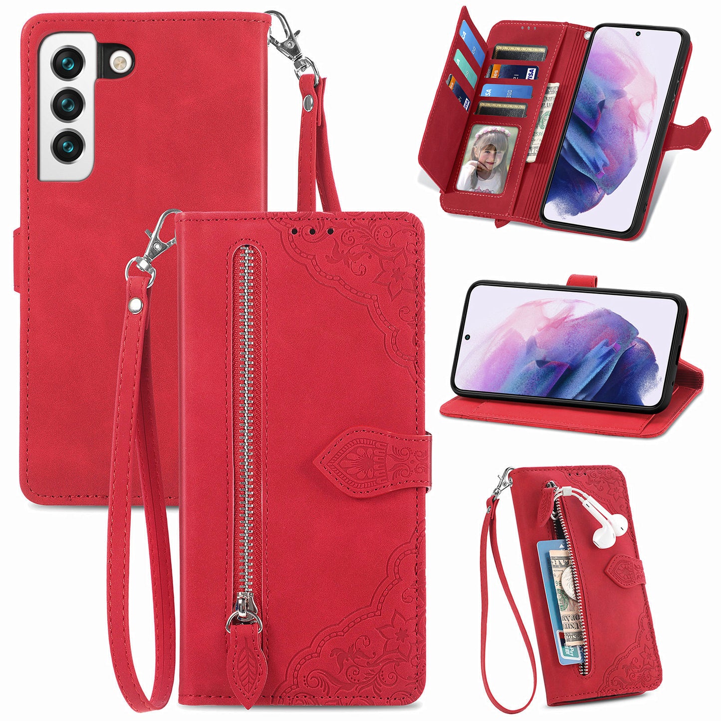 2-in-1 abnehmbare Leder-Brieftaschenhülle für Samsung Galaxy