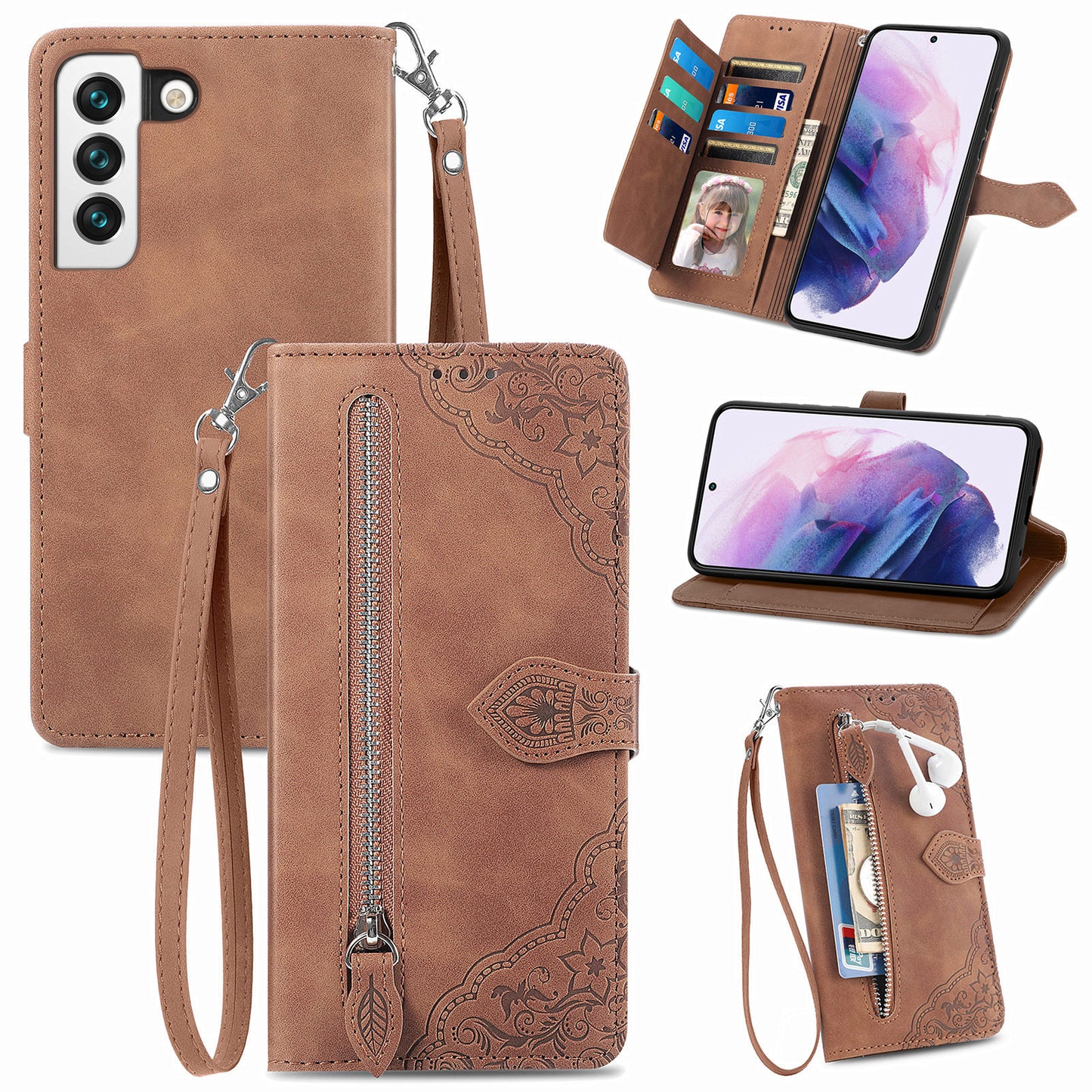 2-in-1 abnehmbare Leder-Brieftaschenhülle für Samsung Galaxy