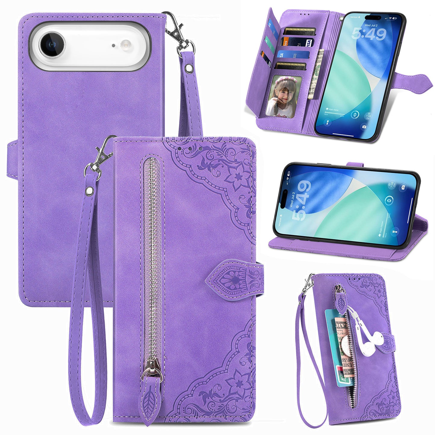 Estuche tipo billetera de cuero desmontable 2 en 1 para Samsung Galaxy