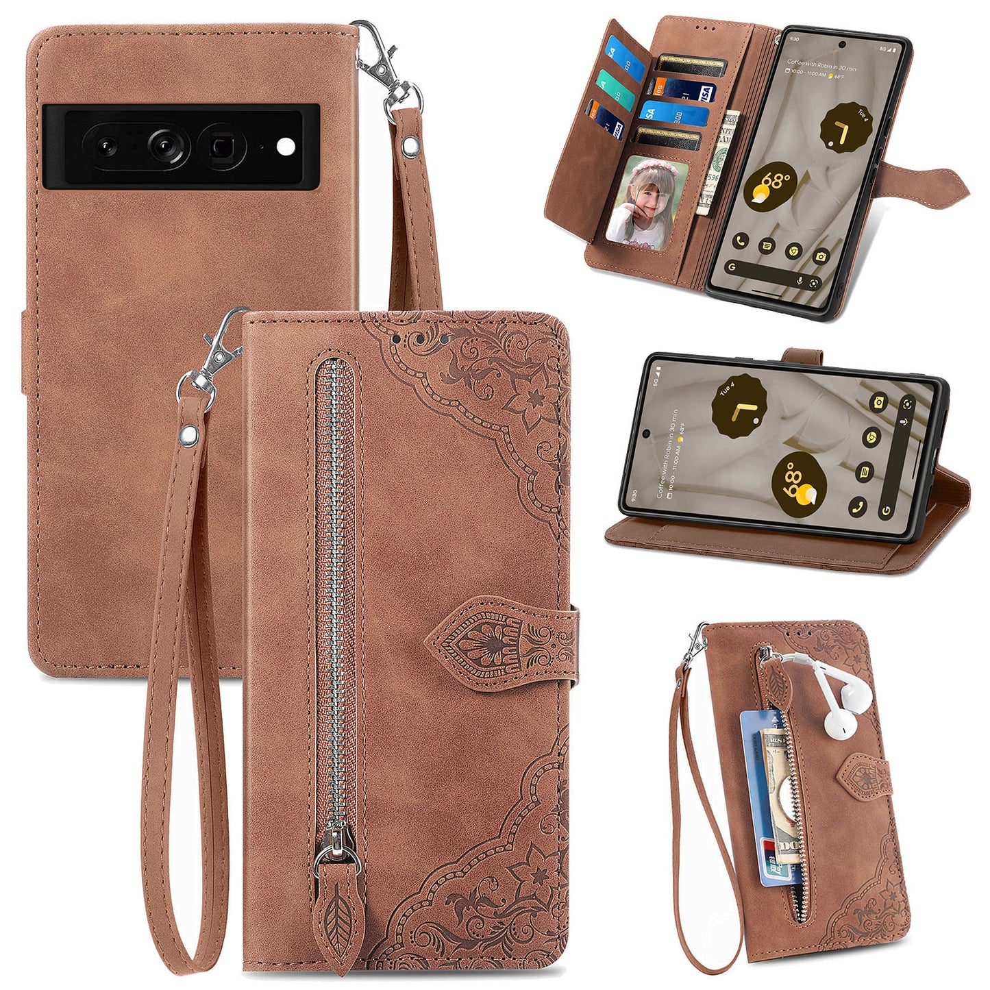 Versatile Elegance Wallet Flip Case for Google Pixel 7a