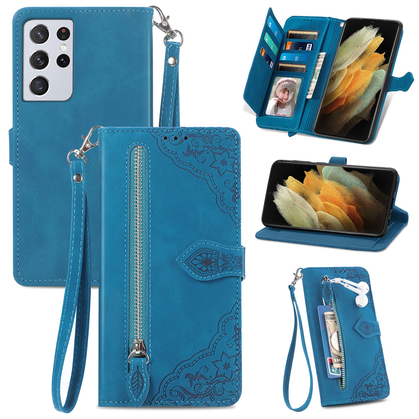 2-in-1 abnehmbare Leder-Brieftaschenhülle für Samsung Galaxy