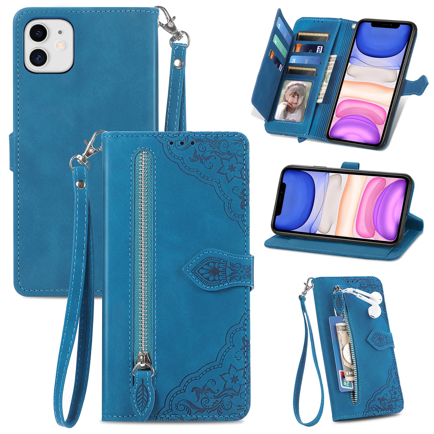 2-in-1 abnehmbare Leder-Brieftaschenhülle für Samsung Galaxy
