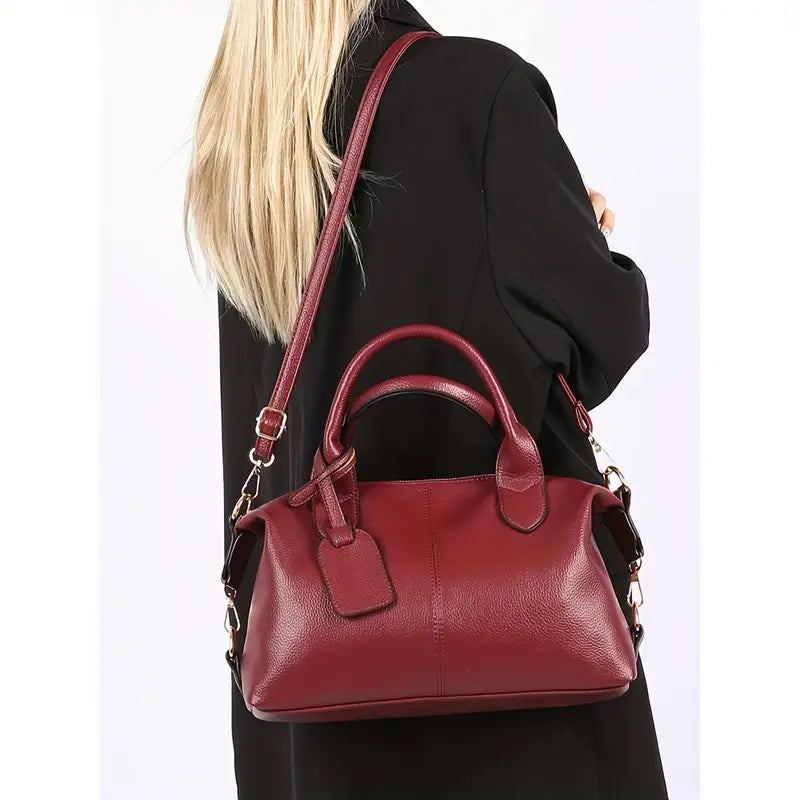 Lady Boston Bag - Large Lychee-Patterned Pillow Bag for Business Women