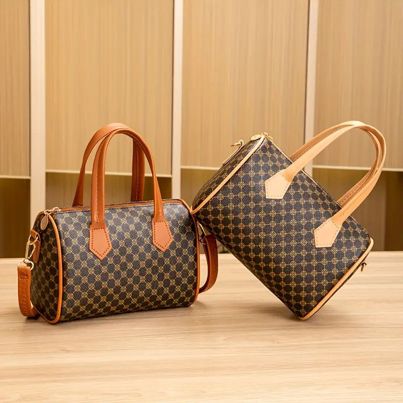 Vintage Polka Dot Quilted Mini Handbag - Lightweight Synthetic Leather with Detachable Strap & Zipper Closure