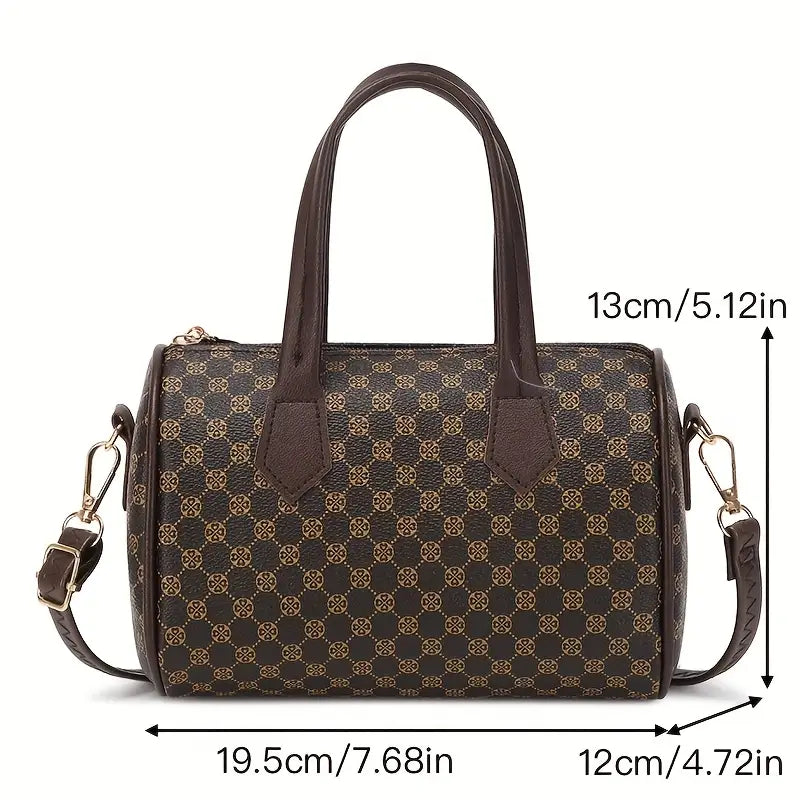 Vintage Polka Dot Quilted Mini Handbag - Lightweight Synthetic Leather with Detachable Strap & Zipper Closure