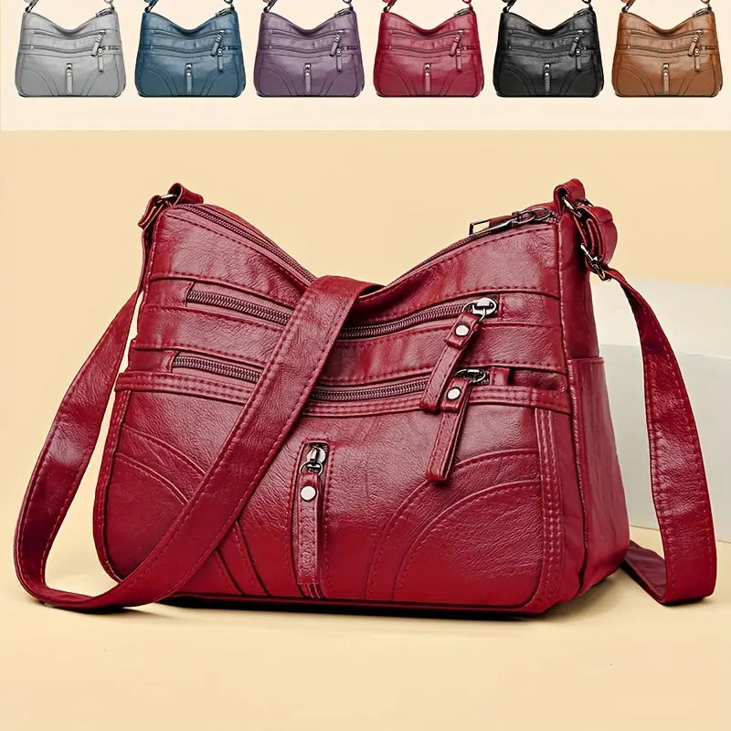 Large Capacity Soft Crossbody Bag - Random Flower Pattern & Strap Direction