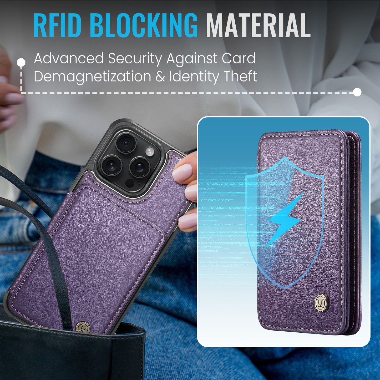 RFID Leather Magnetic Detachable Wallet Phone Case for iPhone