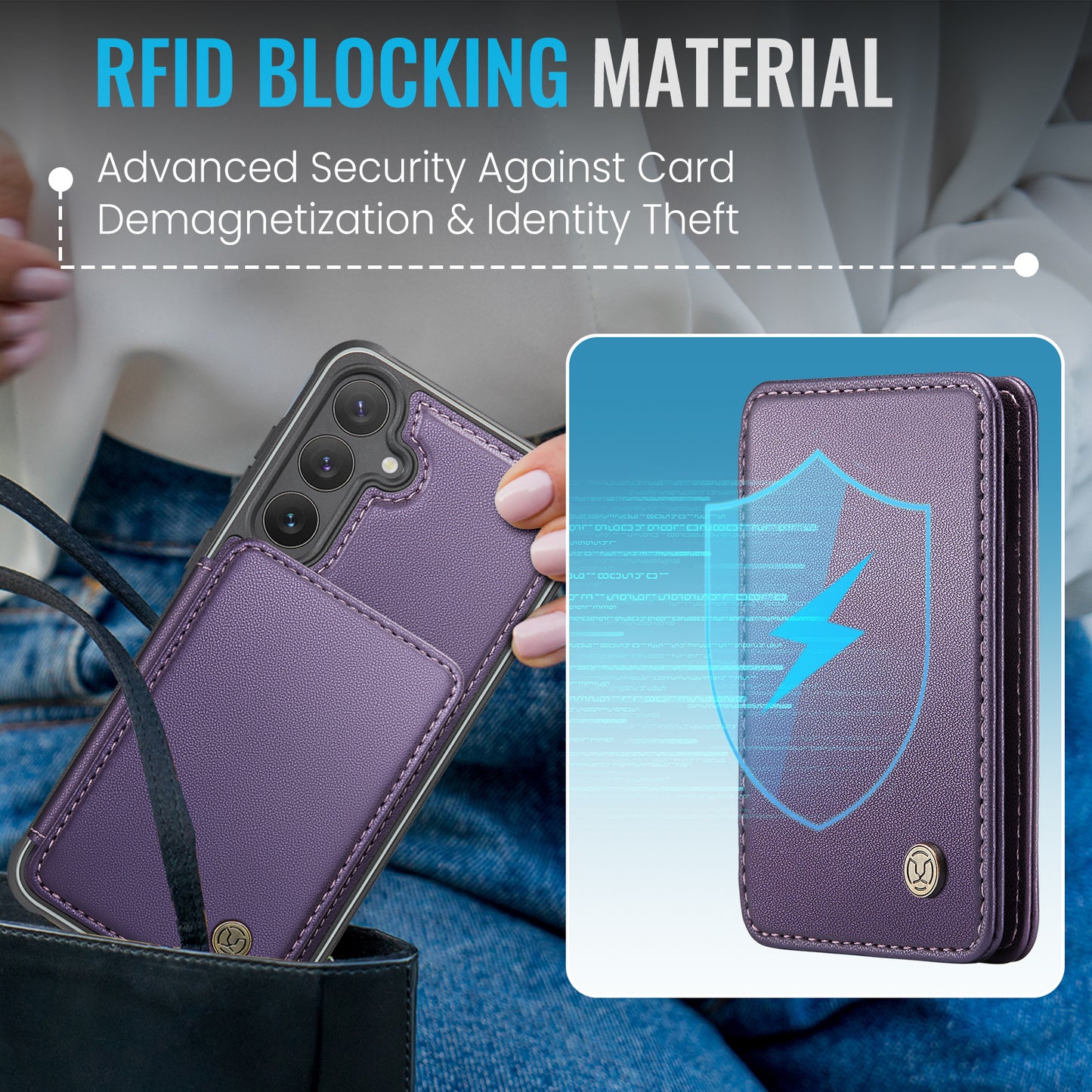 RFID Leather Magnetic Detachable Wallet Phone Case for Samsung Galaxy A Series