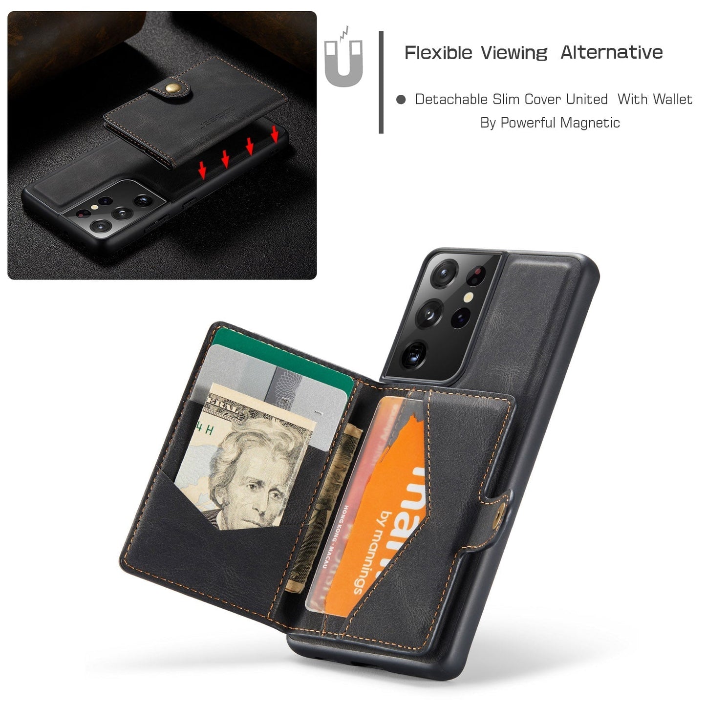 2 in 1 Magnetic Wallet Case For Samsung Galaxy A