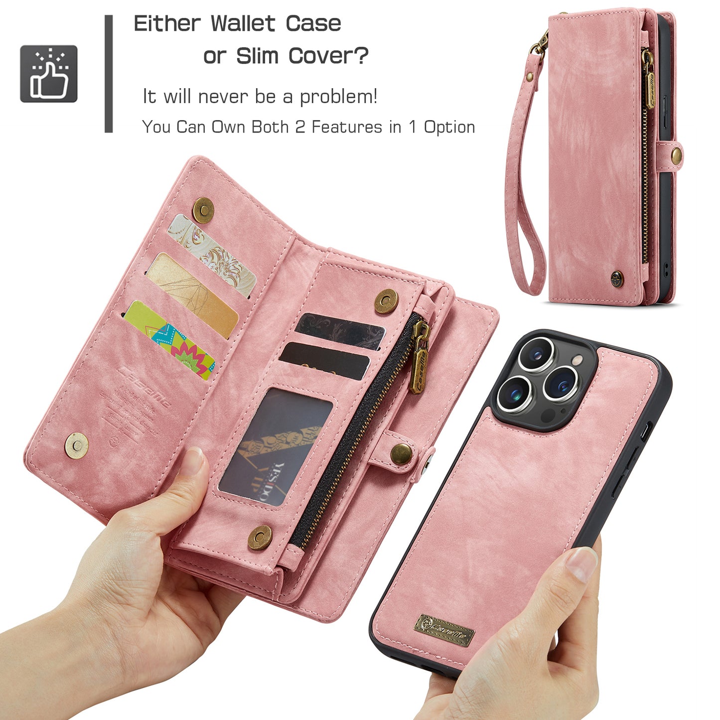 Detachable Leather Wallet Phone Case for iPhone