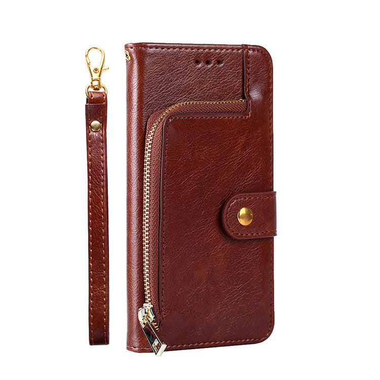 Zip Wallet Credit Card Slot Leather Flip Case for iPhone