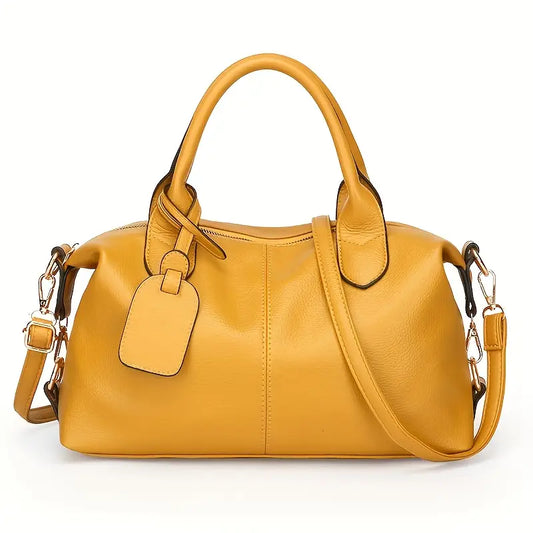 Lady Boston Bag - Large Lychee-Patterned Pillow Bag for Business Women