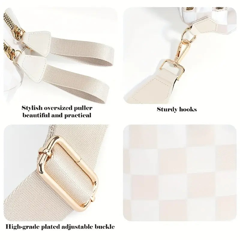 Women's Adjustable Crossbody Bum Bag - Spacious Geometric Pattern, Zipper Closure