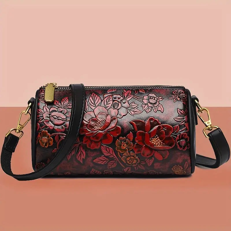 Mini Vintage Floral Embossed Crossbody Bag